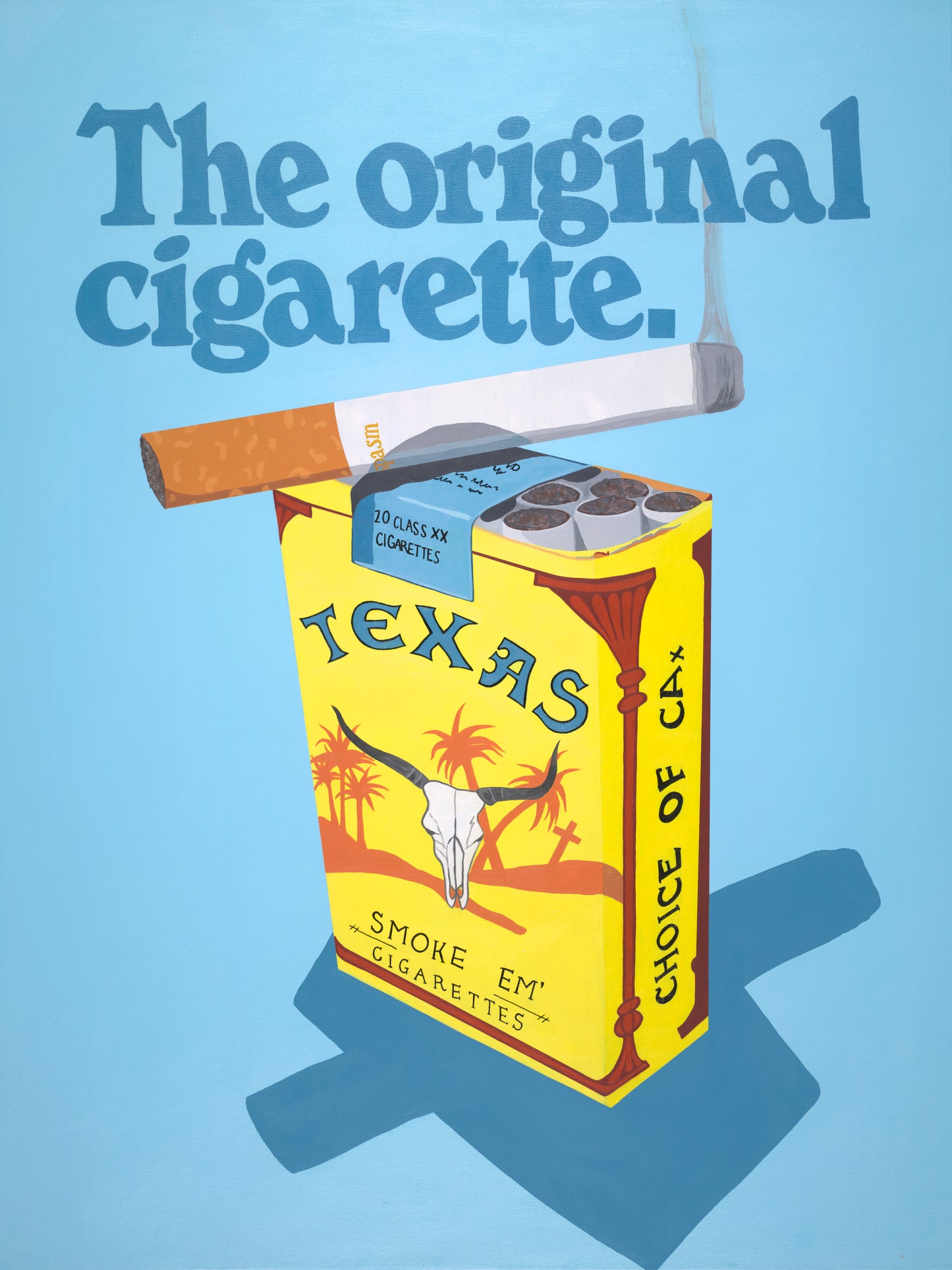 Art Print- Texas Cigarettes Longhorn Skull
